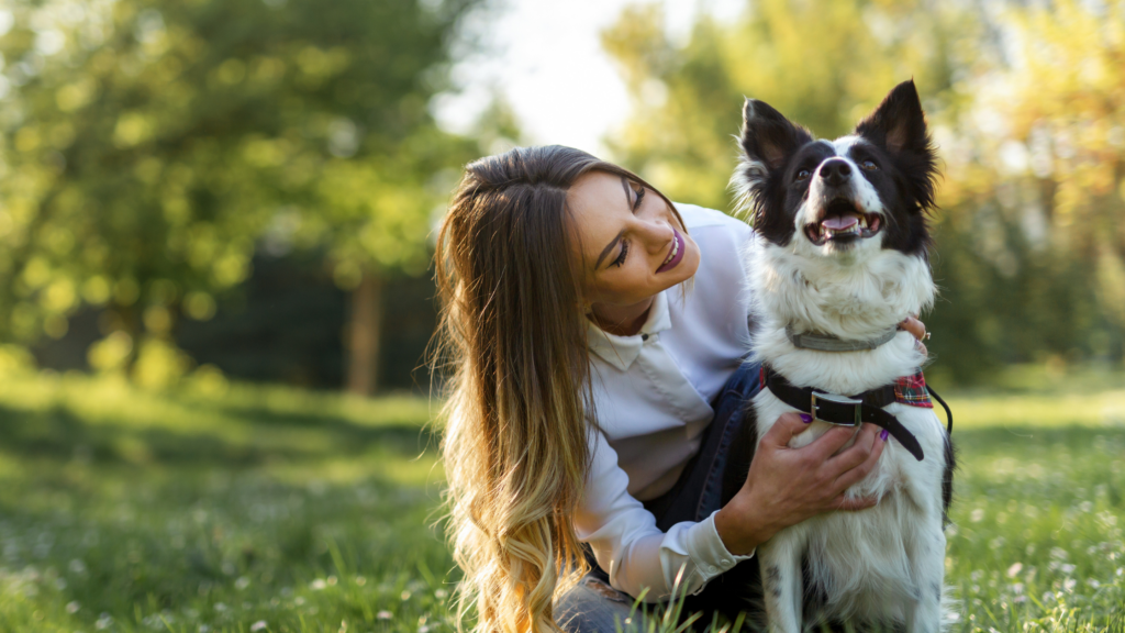 Happy pet parent with happy dog